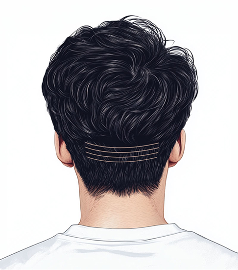 >Non-incisional hair transplant cut